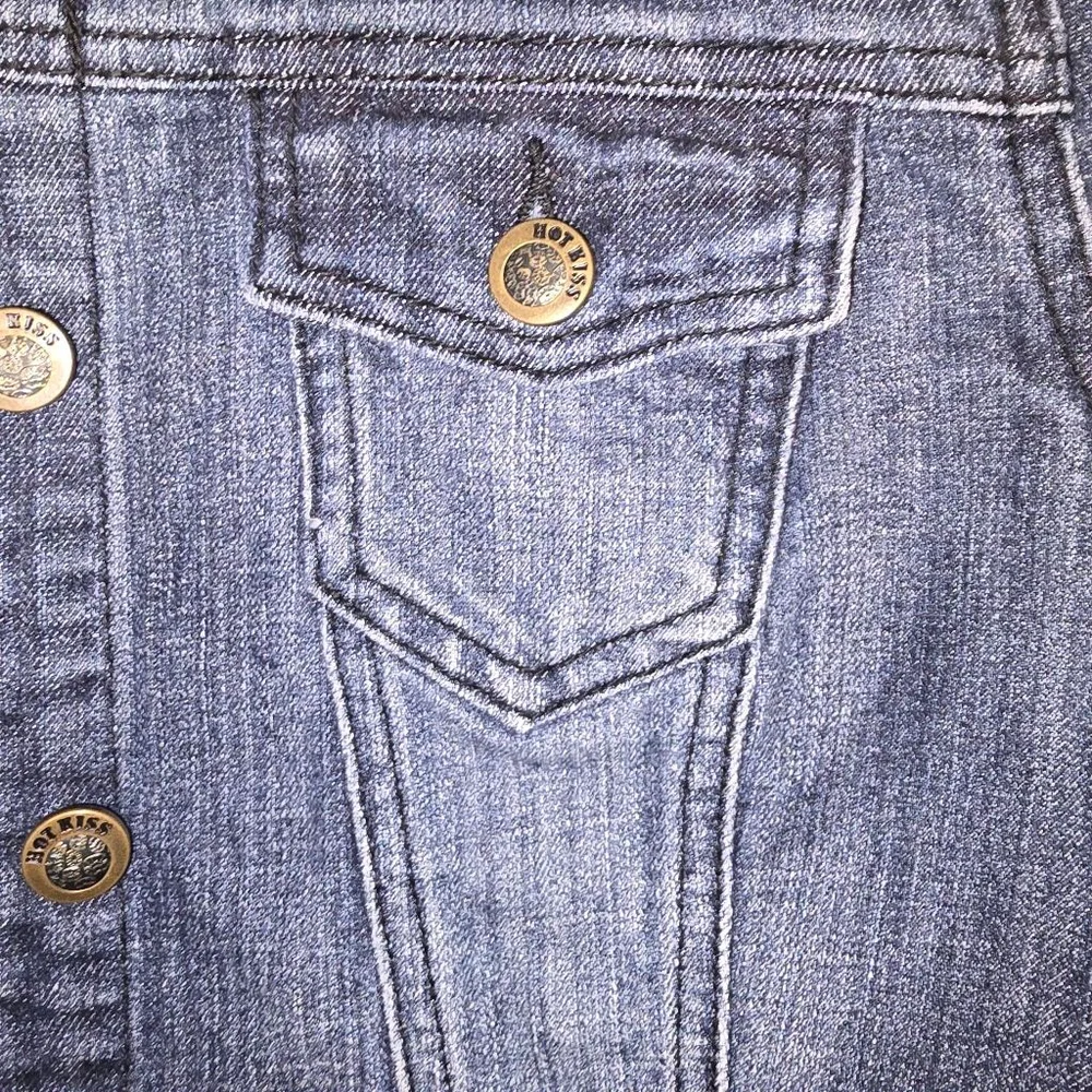 Hot Kiss Blue Cropped Jean Jacket Women's Juniors Large - Picture 3 of 5